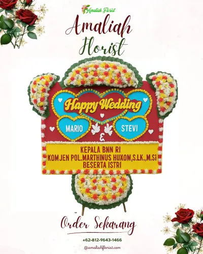 Karangan Papan Bunga Pernikahan di Semboja